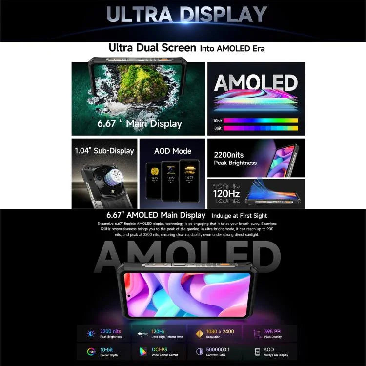 Ulefone Armor 28 Pro 러기드 폰, 16GB+512GB, 야간 투시, 10600mAh, 6.67인치 + 1.04인치 Android 15 MediaTek Dimensity 7300 옥타 코어, 네트워크: 5G, NFC