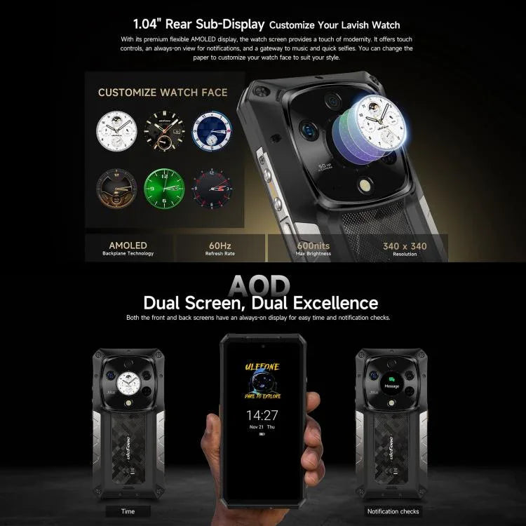 Ulefone Armor 28 Pro 러기드 폰, 16GB+512GB, 야간 투시, 10600mAh, 6.67인치 + 1.04인치 Android 15 MediaTek Dimensity 7300 옥타 코어, 네트워크: 5G, NFC