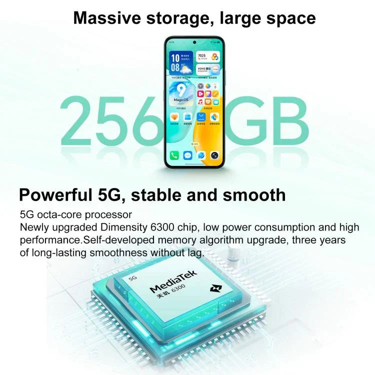 Honor Play 60, 6GB+128GB, 측면 지문 인식, 6.61인치 MagicOS 9.0 Dimensity 6300 옥타 코어, 네트워크: 5G, OTG, Play 60, 6GB+128GB, 6GB+128GB