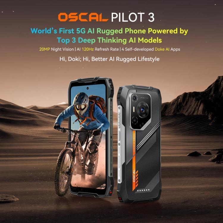 Blackview Oscal Pilot 3 5G 러기드 폰, 12GB+256GB, 야간 투시 카메라, 6.56인치 Android 15 MediaTek Dimensity 6300 옥타 코어, 네트워크: 5G, OTG, NFC