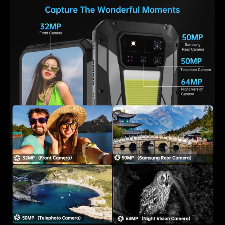 Unihertz Tank 4 Pro 프로젝터 러기드 폰, 16GB+512GB, 야간 투시, 6.73인치 Android 13 Dimensity 8300 옥타 코어, 네트워크: 5G, NFC, 16GB+512GB