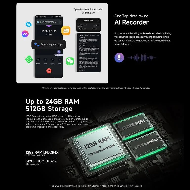 Ulefone Armor 33 Rugged Phone, 12GB+512GB, 6.95 inch Android 15 MediaTek Helio G100 Octa Core, Network: 4G, OTG, NFC, LED Light, Armor 33
