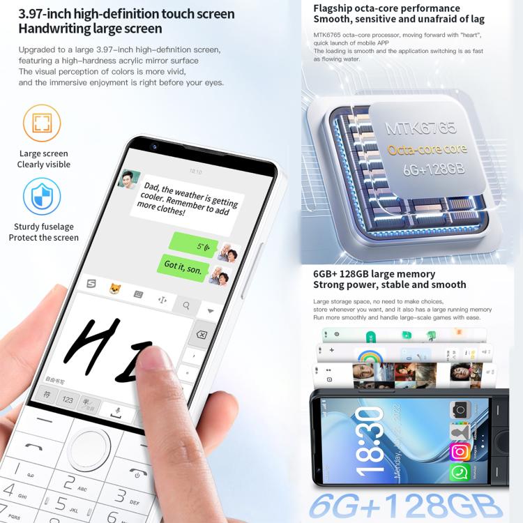 DOOV R70 키패드 폰, 6GB+128GB, 4인치 Android 13 Mediatek MT6762 옥타 코어, 네트워크: 4G, 구글 스토어 지원, 카메라 있음, 카메라 있음