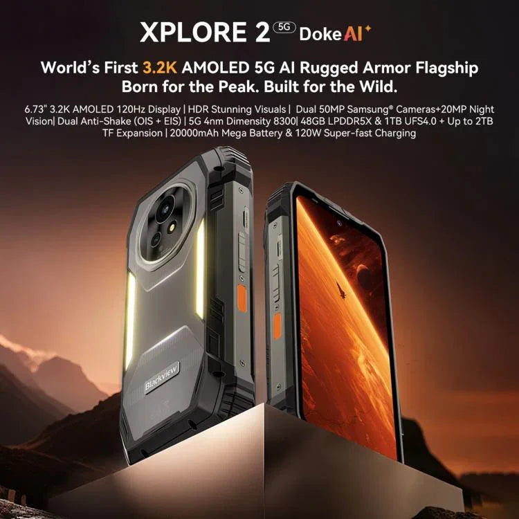블랙뷰 XPLORE 2, 16GB+1TB, 6.73인치 안드로이드 15 디멘시티 8300 MT6897 옥타 코어, 네트워크: 5G, OTG, NFC, XPLORE 2, 16GB+1TB