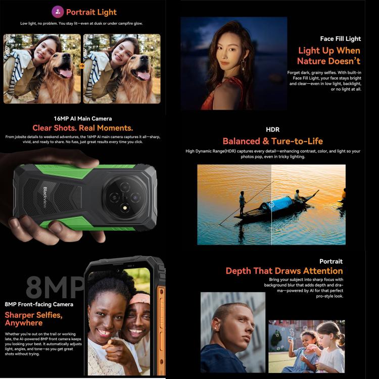 Blackview FORT 1, 6GB+256GB, 6.56인치 Android 15 Unisoc UMS9230E T615 옥타 코어, 네트워크: 4G, OTG, NFC, 6GB+256GB