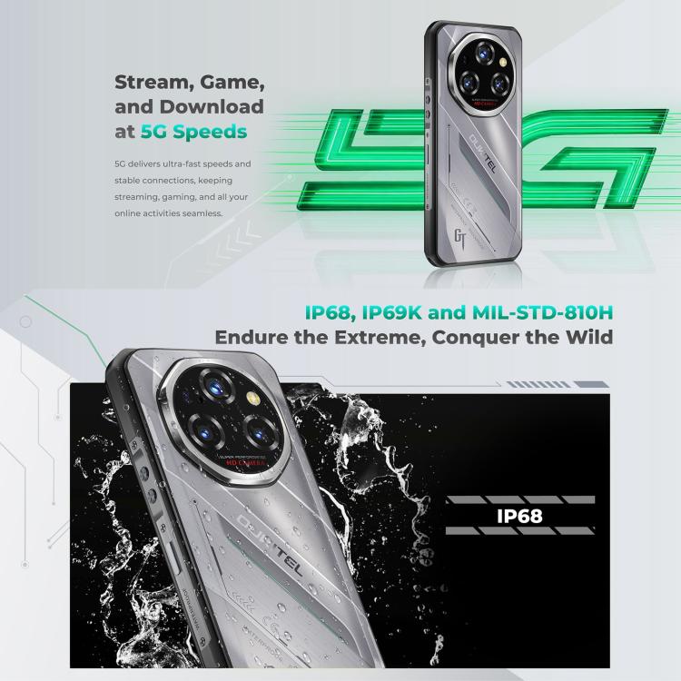 Oukitel WP62 러기드 폰, 8GB+256GB, 108MP 카메라, 지문 인식, 6.6인치 Android 15 MediaTek Dimensity 7025 옥타 코어, NFC, OTG, 네트워크: 5G, 8GB+256GB