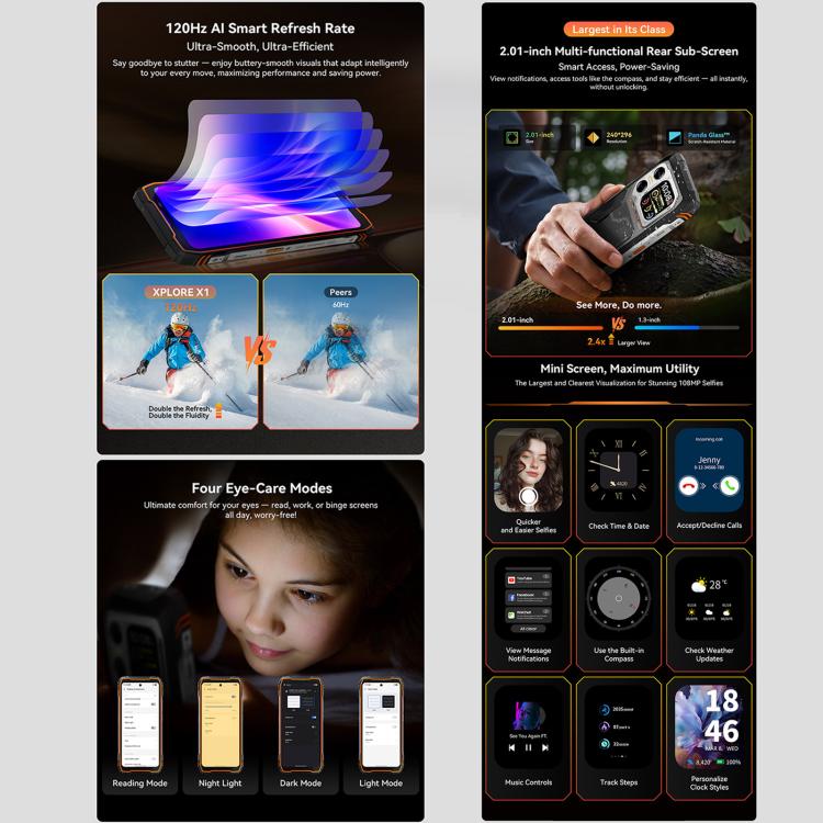 Blackview XPLORE X1, 12GB+256GB, 6.78인치 안드로이드 15 Dimensity 7050 MT8791V/HZA 옥타 코어, 네트워크: 5G, OTG, NFC, XPLORE X1 12GB+256GB