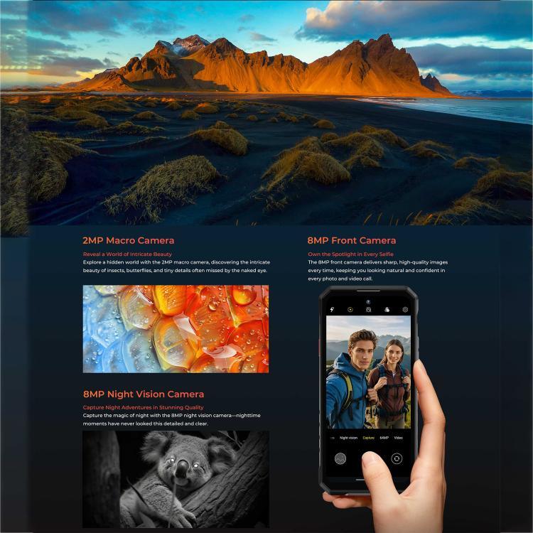 Oukitel WP58 Pro 러기드 폰, 8GB+512GB, 측면 지문 인식, 6.7인치 안드로이드 15 UMS9621S 옥타 코어, NFC, OTG, 네트워크: 5G, 8GB+512GB