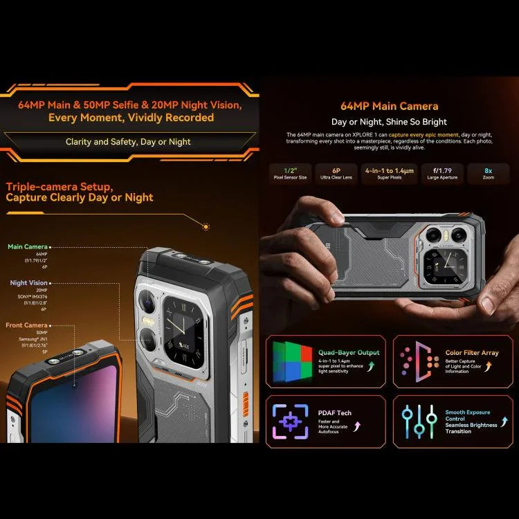 Blackview XPLORE 1, 12GB+256GB, 6.78인치 안드로이드 15 Dimensity 7050 MT8791V/HZA 옥타 코어, 네트워크: 5G, OTG, NFC, XPLORE 1 12GB+256GB