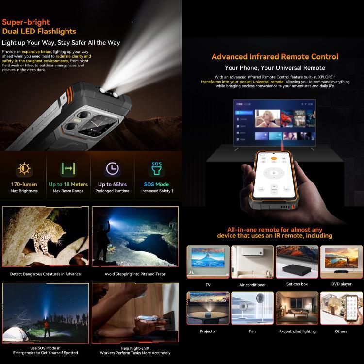 Blackview XPLORE 1, 12GB+256GB, 6.78인치 안드로이드 15 Dimensity 7050 MT8791V/HZA 옥타 코어, 네트워크: 5G, OTG, NFC, XPLORE 1 12GB+256GB