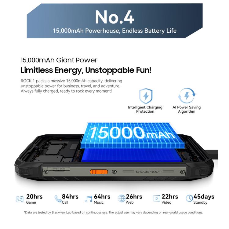 Blackview ROCK 1 러기드 폰, 8GB+256GB, 6.56인치 안드로이드 16 MT6769V/CB Helio G81 옥타 코어, 네트워크: 4G, OTG, NFC, ROCK 1 8GB+256GB