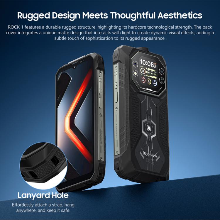 Blackview ROCK 1 러기드 폰, 8GB+256GB, 6.56인치 안드로이드 16 MT6769V/CB Helio G81 옥타 코어, 네트워크: 4G, OTG, NFC, ROCK 1 8GB+256GB
