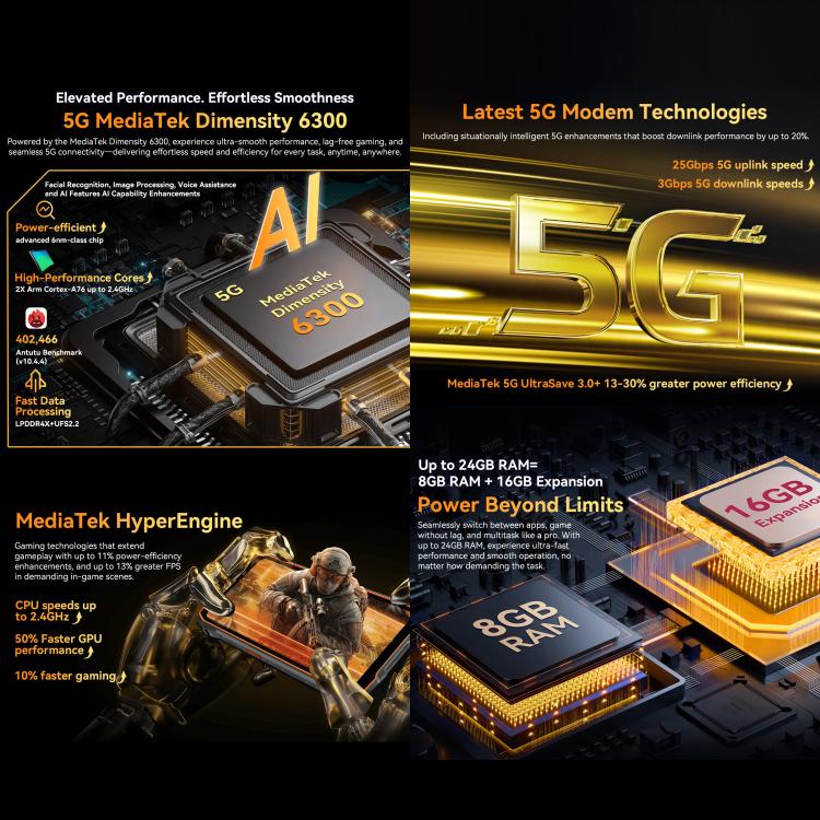 Blackview BL7000 러기드 폰, 8GB+512GB, 6.78인치 안드로이드 15 MediaTek Dimensity 6300 옥타 코어, 네트워크: 5G, NFC, OTG, 8GB+512GB
