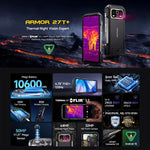 Ulefone Armor 27T+ 러기드 폰, 12GB+256GB, 열화상 카메라, 야간 투시, 10600mAh, 6.78인치 Android 14 MediaTek Helio G99 옥타 코어, 네트워크: 4G, NFC, OTG, Armor 27T+