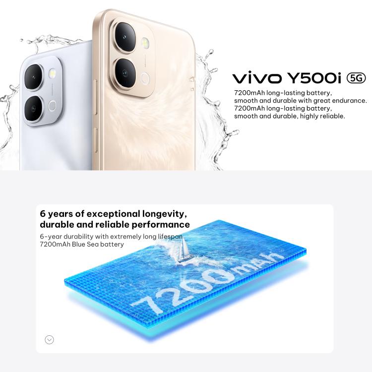 vivo Y500i, 8GB+256GB, 측면 지문 인식, 6.75인치 안드로이드 16 OriginOS 6 Snapdragon 4 Gen 옥타 코어, OTG, NFC, 네트워크: 5G, 8GB+256GB