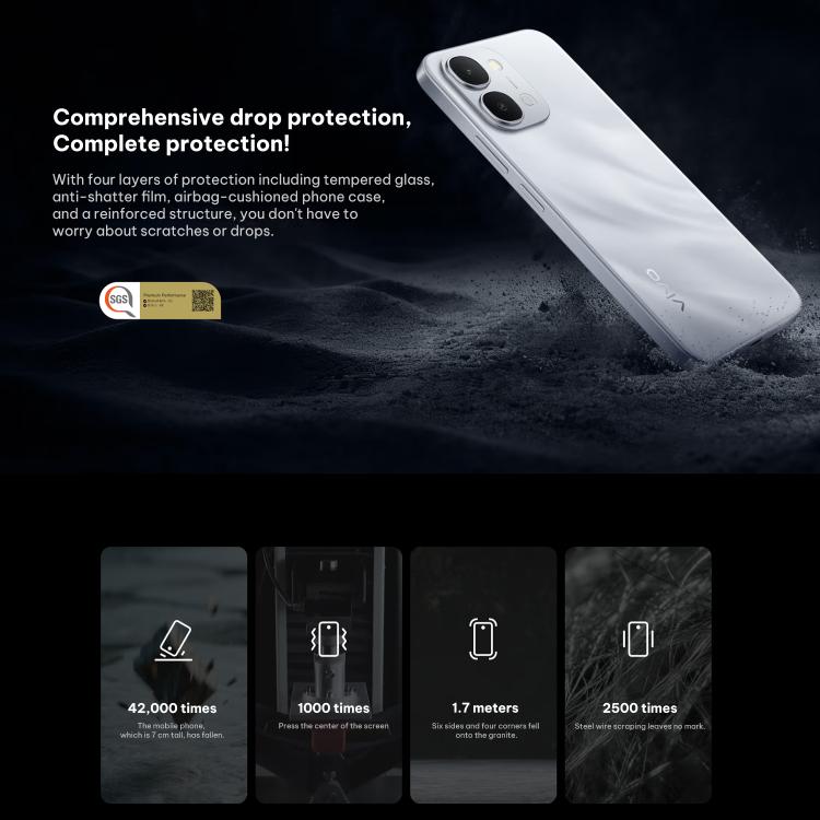 vivo Y500i, 8GB+512GB, 측면 지문 인식, 6.75인치 안드로이드 16 OriginOS 6 Snapdragon 4 Gen 옥타 코어, OTG, NFC, 네트워크: 5G, 8GB+512GB