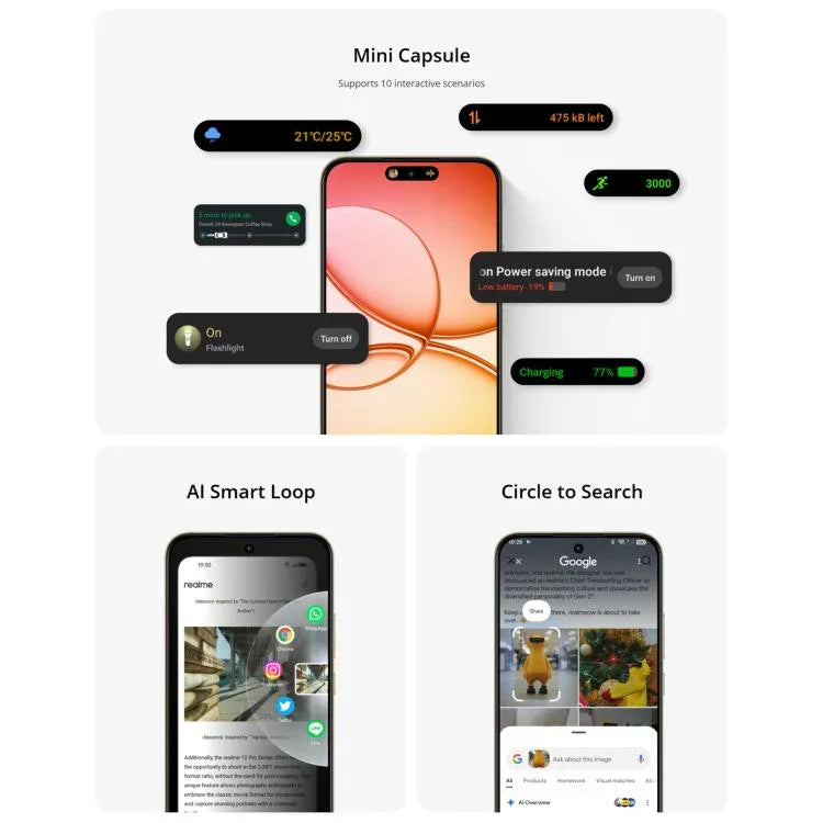 Realme 15T, 8GB+256GB, 화면 지문 인식, 6.57인치 Realme UI 6.0 Android 15 MediaTek Dimensity 6400 Max 옥타 코어, NFC, 네트워크: 5G, 8GB+256GB