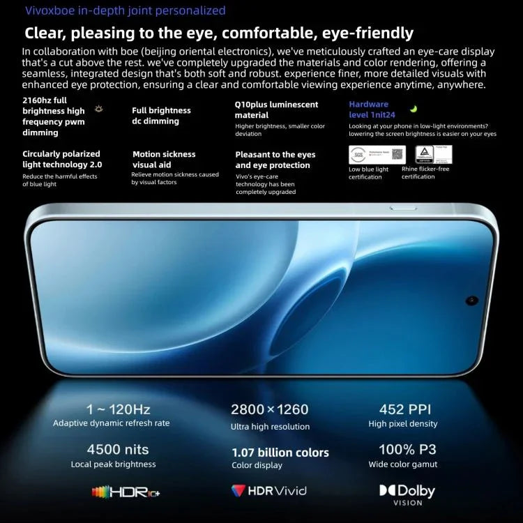 비보 X300 프로, 12GB+256GB, 6.78인치 OriginOS 6 안드로이드 16 디멘시티 9500 옥타 코어, OTG, NFC, 네트워크: 5G, 12GB+256GB