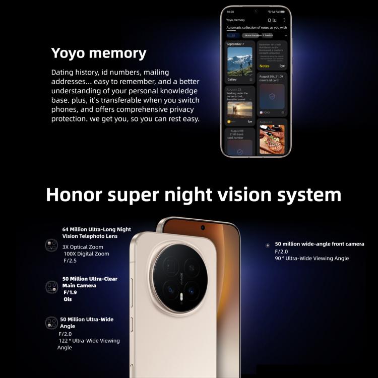 Honor Magic8 Pro, 12GB+512GB, 화면 지문 인식, 6.71인치 MagicOS 10.0 / Android 16 Snapdragon 8 Elite 5세대 옥타 코어, 네트워크: 5G, NFC, OTG, 12GB+512GB