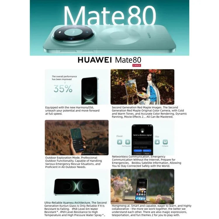 HUAWEI Mate 80, 12GB+256GB, 측면 지문 인식, 6.75인치 HarmonyOS 6.0 Kirin 9020, NFC, OTG, 구글 플레이 미지원, 12GB+256GB