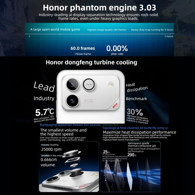 아너 WIN RT, 12GB+256GB, 3D 초음파 지문인식, 10000mAh 배터리, 6.83인치 매직OS 10.0 / 안드로이드 16 스냅드래곤 8 엘리트 옥타 코어, 네트워크: 5G, NFC, OTG, 12GB+256GB