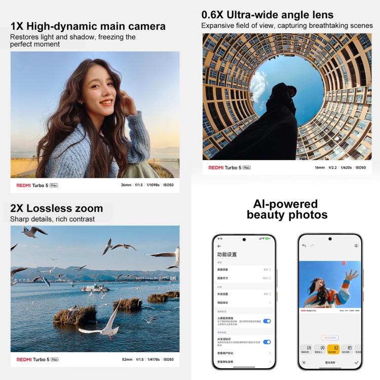 샤오미 REDMI Turbo 5 Max, 16GB+512GB, 6.83인치 샤오미 HyperOS 3 Dimensity 9500s 옥타 코어, NFC, 네트워크: 5G, 16GB+512GB