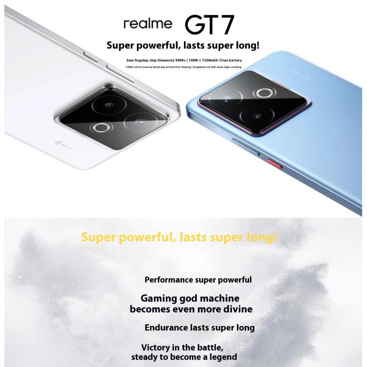 Realme GT7, 16GB+512GB, 6.8 inch Android 15 / Realme UI 6.0 MediaTek Dimensity 9400+ Octa Core, NFC, Network: 5G, Support Google Play, 16GB+512GB