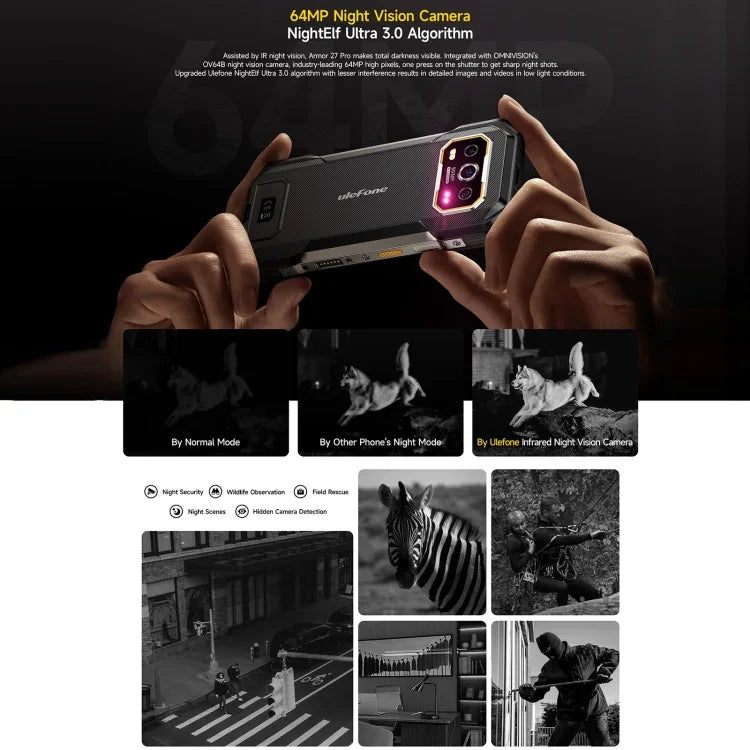 Ulefone Armor 27 Pro 러기드 폰, 12GB+256GB, 야간 투시, 10600mAh, 6.78인치 안드로이드 14 MediaTek Dimensity 6300 옥타 코어, 네트워크: 5G, NFC, Armor 27 Pro