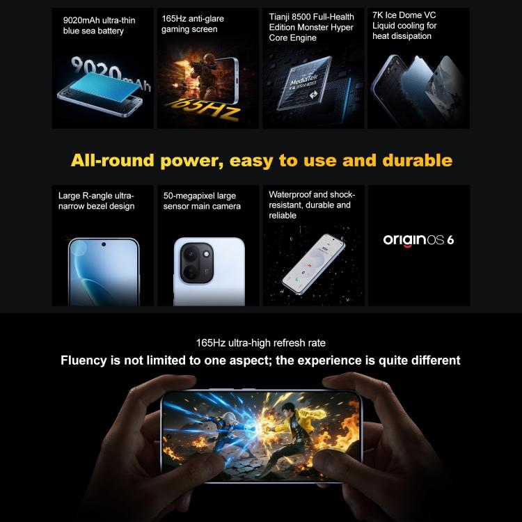 vivo iQOO Z11, 8GB+256GB, 화면 지문 인식, 6.83인치 Android 16 OriginOS 6 Dimensity 8500 옥타 코어, OTG, NFC, 네트워크: 5G, 구글 플레이 지원, 8GB+256GB