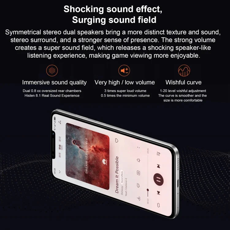 듀얼 후면 카메라, 측면 지문 인식, 7000mAh 배터리, 6.95인치 HarmonyOS 3.0 Qualcomm Snapdragon 680 옥타 코어 2.4GHz, 네트워크: 4G, OTG, NFC, 구글 플레이 미지원, 512GB 블랙, 512GB 오렌지