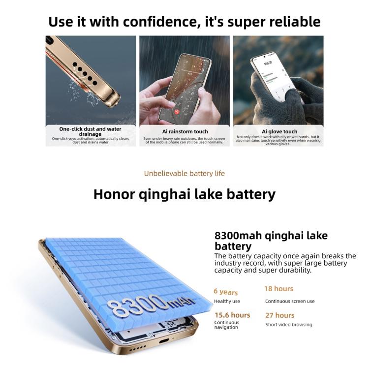 Honor X70 업데이트 버전, 8GB+256GB, 화면 지문 인식, 6.79인치 MagicOS 10.0 / Android 16 Snapdragon 6 Gen 4 옥타 코어, 네트워크: 5G, OTG, NFC, 구글 플레이 지원, 8GB+256GB