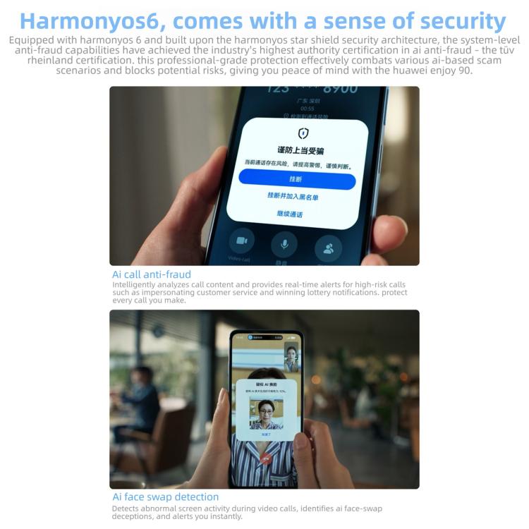 HUAWEI Enjoy 90, 8GB+128GB, 측면 지문 인식, 6.67인치 HarmonyOS 6.0 Kirin 8000A, OTG, 구글 플레이 미지원, 8GB+128GB