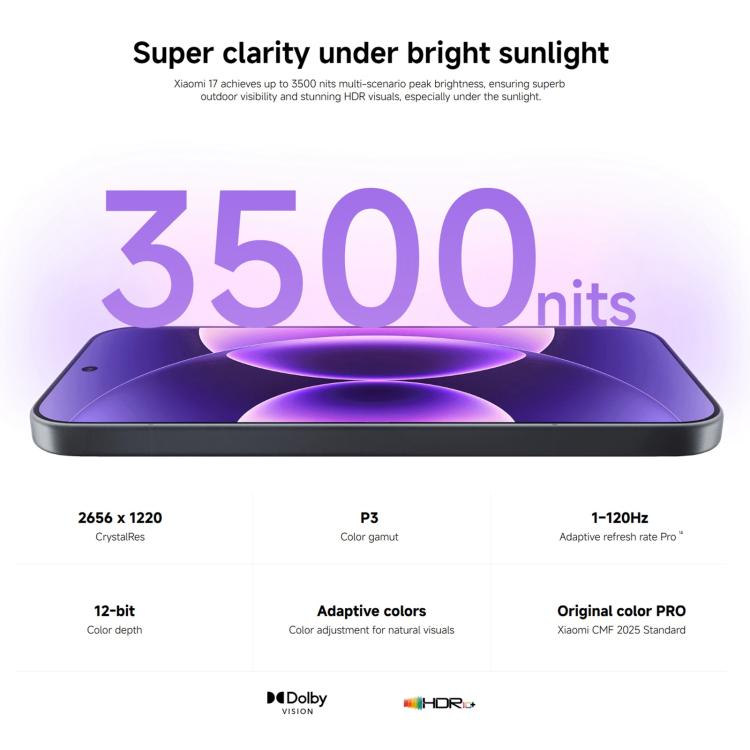 샤오미 17 글로벌, 12GB+256GB, 초음파 지문 인식, 6.3인치 Xiaomi HyperOS 3 Snapdragon 8 Elite Gen 5 옥타 코어, NFC, 네트워크: 5G, 12GB+256GB