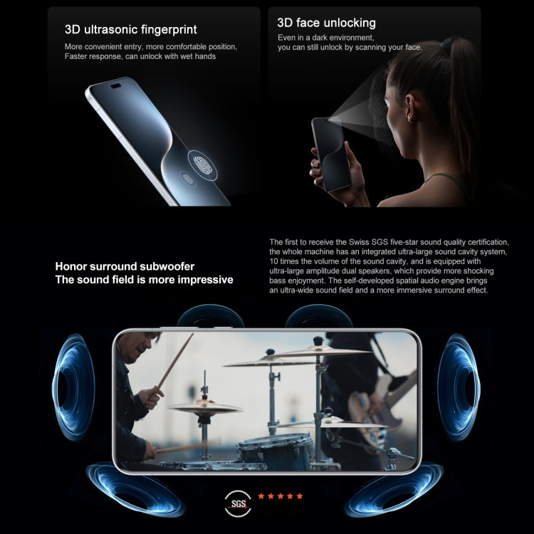 Honor Magic7 Pro, 16GB+512GB, 화면 지문 인식, 6.8인치 MagicOS 9.0 / Android 15 Snapdragon 8 Elite 3nm 옥타 코어, 네트워크: 5G, NFC, OTG, 구글 플레이 미지원, 16GB+512GB