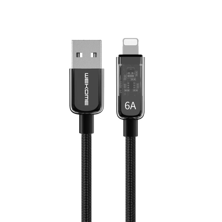 WK WDC-180 6A 파이오니어 시리즈 USB to 8핀 투명 고속 충전 데이터 케이블, 길이: 1m, USB to 8핀