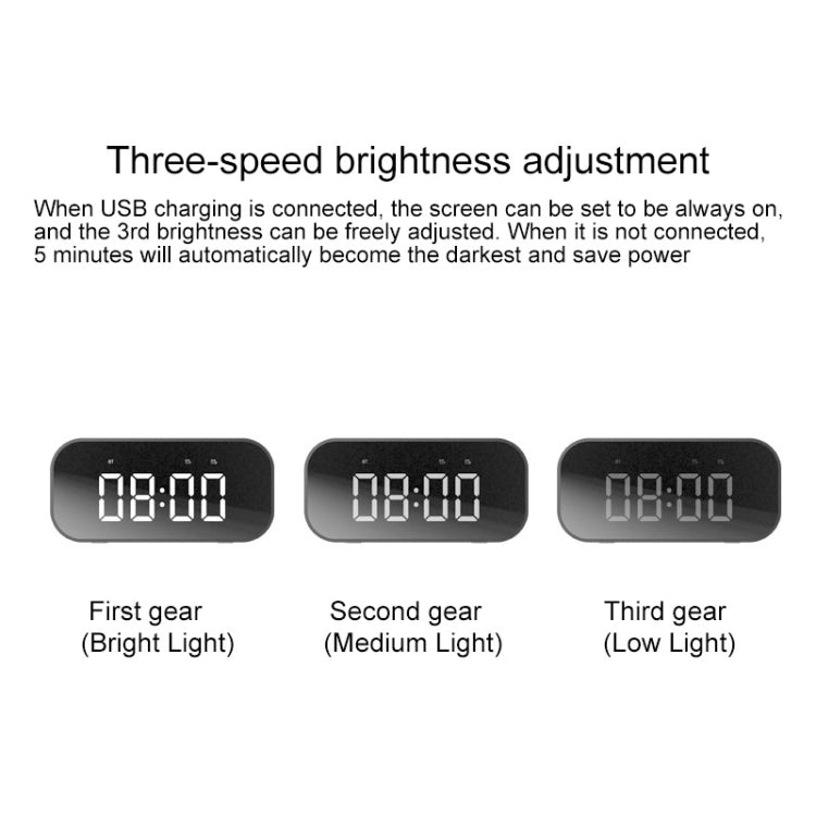AEC BT501 블루투스 5.0 미니 스피커 LED & 알람 시계 & 시계 & 거울, 32G TF 카드 지원, BT501