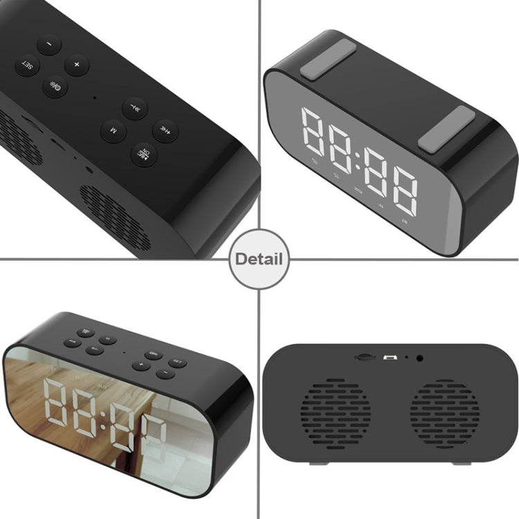 AEC BT501 블루투스 5.0 미니 스피커 LED & 알람 시계 & 시계 & 거울, 32G TF 카드 지원, BT501