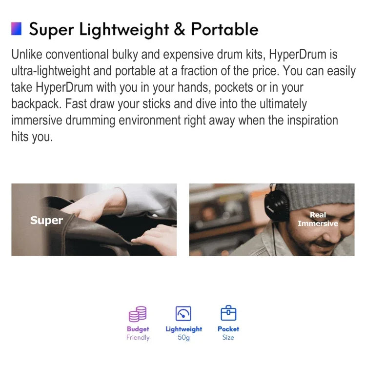 Hyperdrum 체감형 가상 드럼 키트 스마트 휴대용 악기, Hyperdrum 체감형 가상 드럼