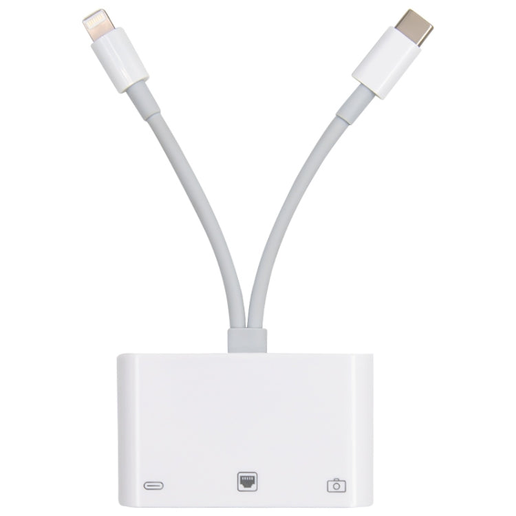 NK-107 Pro 3 in 1 USB-C / 타입-C + 8핀 수컷 to USB + RJ45 + 8핀 충전 암컷 인터페이스 어댑터, NK-107 Pro
