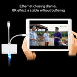 NK-107 Pro 3 in 1 USB-C / 타입-C + 8핀 수컷 to USB + RJ45 + 8핀 충전 암컷 인터페이스 어댑터, NK-107 Pro