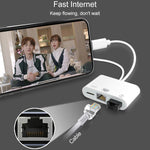 NK-107 Pro 3 in 1 USB-C / 타입-C + 8핀 수컷 to USB + RJ45 + 8핀 충전 암컷 인터페이스 어댑터, NK-107 Pro