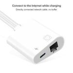 NK-1035 Pro 2 in 1 USB-C / 타입-C + 8핀 수컷 to RJ45 + 8핀 충전 암컷 인터페이스 어댑터, NK-1035 Pro