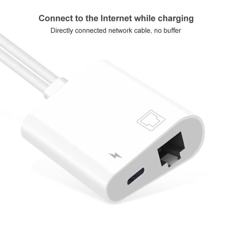 NK-1035 Pro 2 in 1 USB-C / 타입-C + 8핀 수컷 to RJ45 + 8핀 충전 암컷 인터페이스 어댑터, NK-1035 Pro