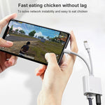 NK-1035 Pro 2 in 1 USB-C / 타입-C + 8핀 수컷 to RJ45 + 8핀 충전 암컷 인터페이스 어댑터, NK-1035 Pro
