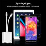 NK-1035 Pro 2 in 1 USB-C / 타입-C + 8핀 수컷 to RJ45 + 8핀 충전 암컷 인터페이스 어댑터, NK-1035 Pro