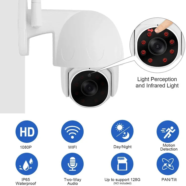 Tuya QX45 1080P 풀 HD IP65 방수 2.4G 무선 IP 카메라, 모션 감지 & 양방향 오디오 & 야간 시야 & TF 카드 지원, 호주 플러그, 모션 감지 지원
