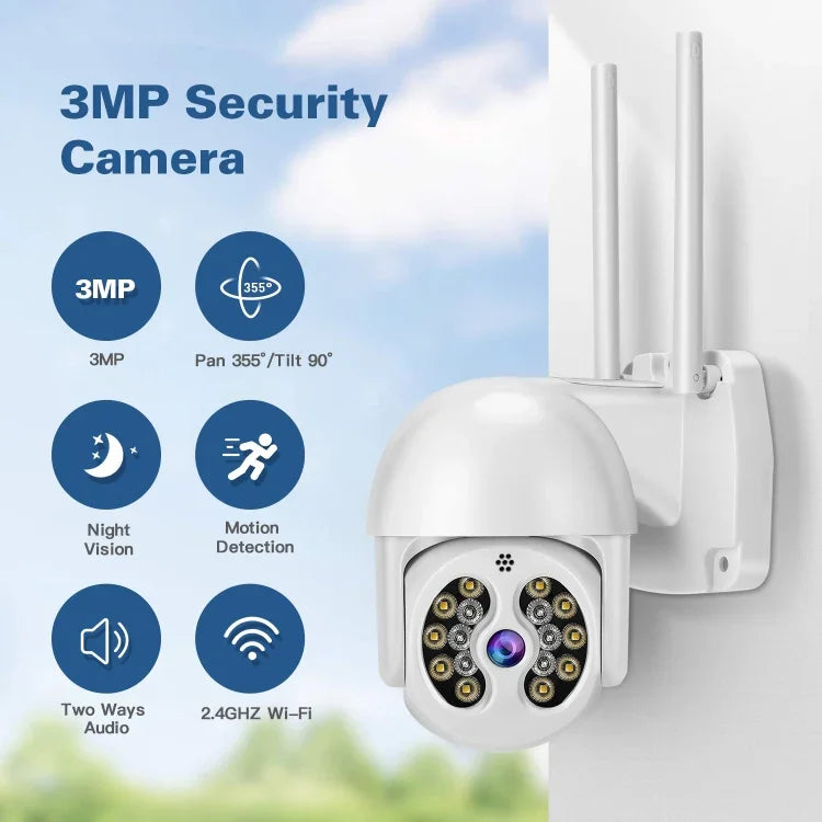 Tuya QX56 300만 화소 IP66 방수 2.4G 무선 IP 카메라, 아마존 알렉사 & 구글 홈 & 모션 감지 & 양방향 오디오 & 풀 컬러 야간 시야 & TF 카드 지원, EU 플러그, 아마존 알렉사 & 구글 홈 지원