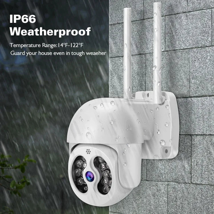 Tuya QX56 300만 화소 IP66 방수 2.4G 무선 IP 카메라, 아마존 알렉사 & 구글 홈 & 모션 감지 & 양방향 오디오 & 풀 컬러 야간 시야 & TF 카드 지원, EU 플러그, 아마존 알렉사 & 구글 홈 지원