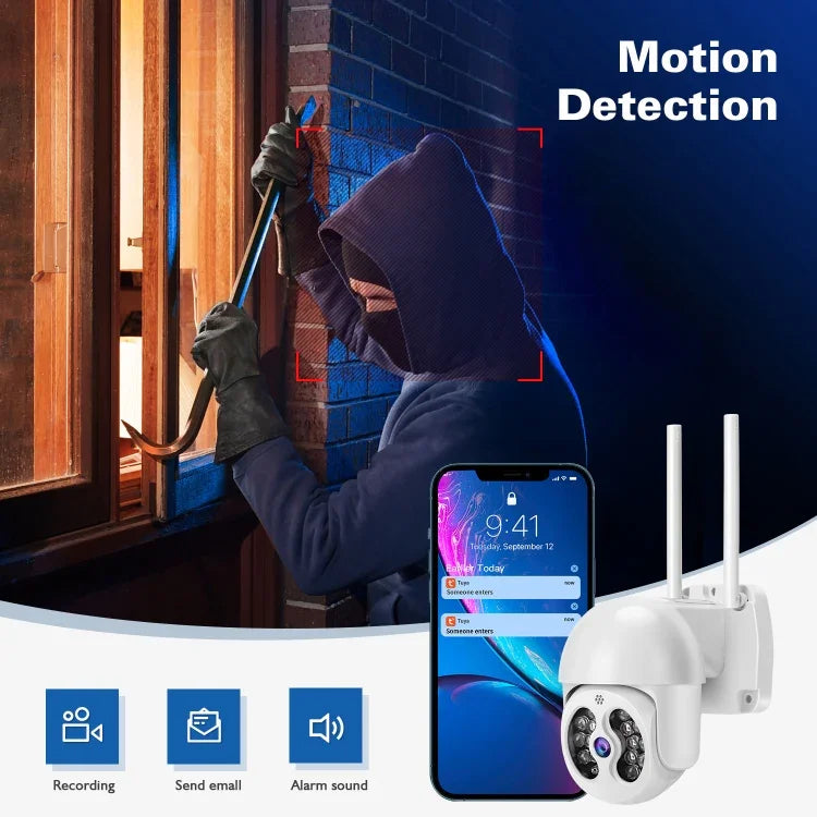 Tuya QX56 300만 화소 IP66 방수 2.4G 무선 IP 카메라, 아마존 알렉사 & 구글 홈 & 모션 감지 & 양방향 오디오 & 풀 컬러 야간 시야 & TF 카드 지원, EU 플러그, 아마존 알렉사 & 구글 홈 지원
