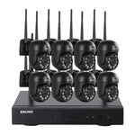 ESCAM WNK618 300만 화소 8채널 무선 돔 카메라 HD NVR 보안 시스템, 동작 감지 및 양방향 오디오 및 풀컬러 야간 시야 및 TF 카드 지원, EU 플러그, WNK618